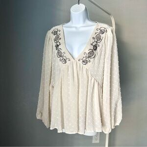 Embroidered Cream Blouse